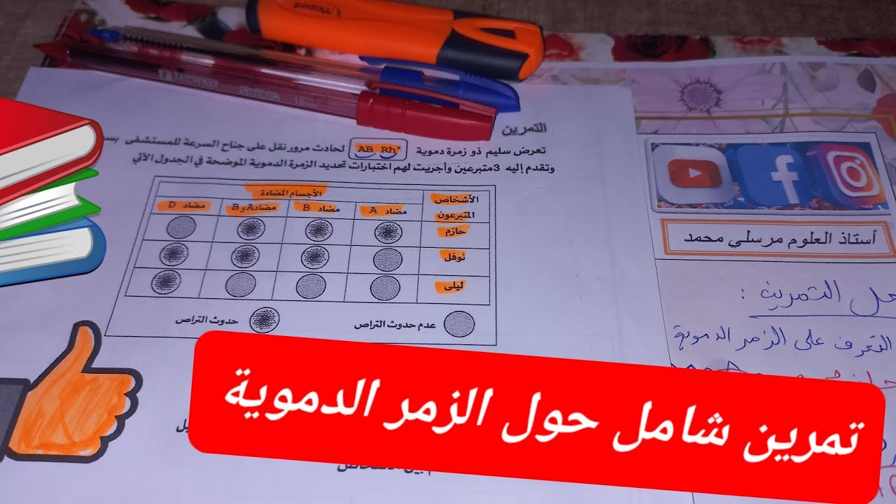 كيفية حل تمرين  الزمر الدموية وفق المنهجية‼️🩸 الصحيحة (مراجعة شاملة +الحل بالتفصيل #bem ]