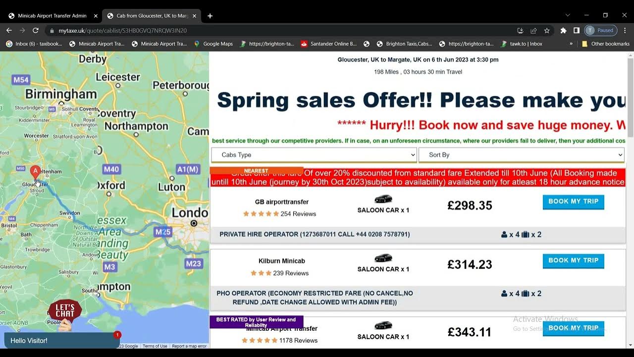 Reasonable Price Taxi Booking Service From Gloucester, UK To Margate