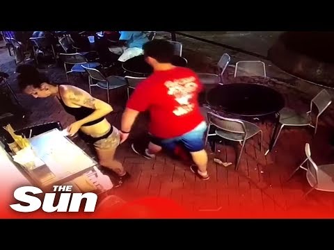 Waitress tackles customer who SLAPS her bum