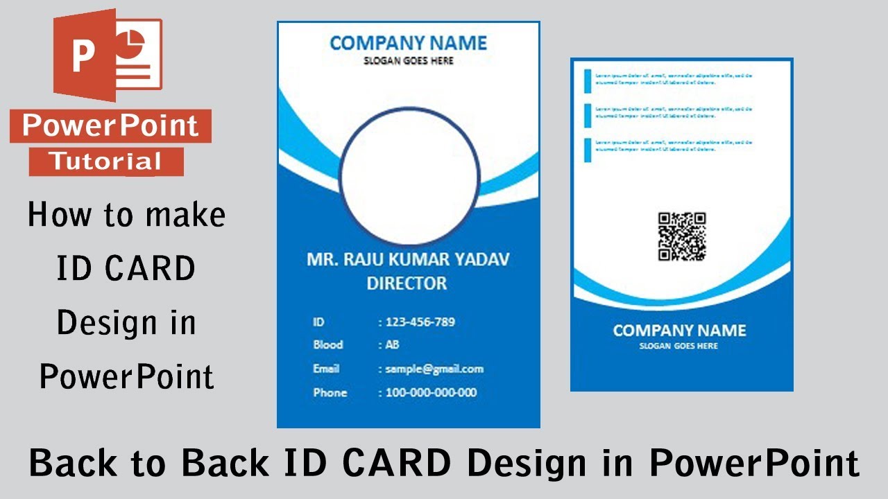 PowerPoint Tutorial~~Back to Back ID Card Design in Ms PowerPoint 20 For Portrait Id Card Template