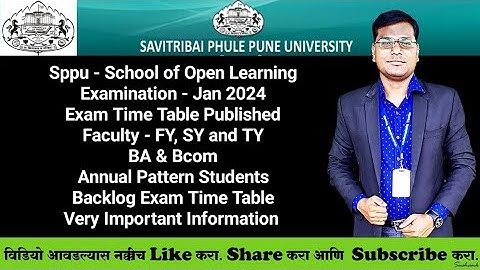 Sppu - School of Open Learning - FY, SY and TY BA & Bcom - Backlog Exam Time Table Published