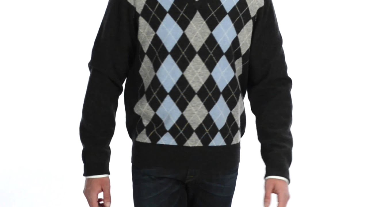 Bullock & Jones Cashmere Argyle Sweater (For Men) - YouTube