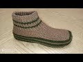 Классные и удобные тапочки-следки на двух спицах № 40 / Tejiendo Pantuflas / Patik modeli