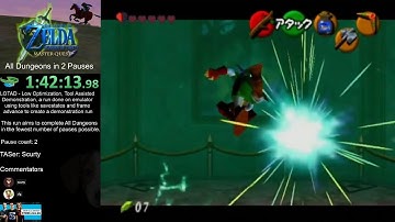 Ocarina of Time Master Quest All Dungeons in 2 Pauses by Scurty [LOTAD]