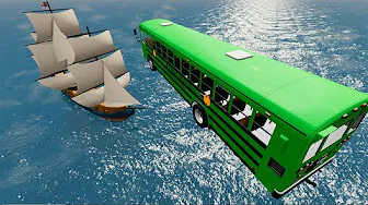 Throwing Cars At Pirate Ship -  BeamNG.Drive