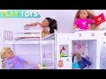 Baby Dolls Pillow Fight in Bunk Bedroom! Play Toys friendship story!