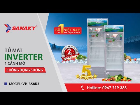 Tủ mát Sanaky Inverter 1 cánh kính VH-358K3 | Dung tích 350 Lít