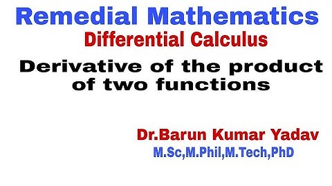 Differentiation |Derivative of product of two functions |Remedial Mathematics |Part 3| #pharmd