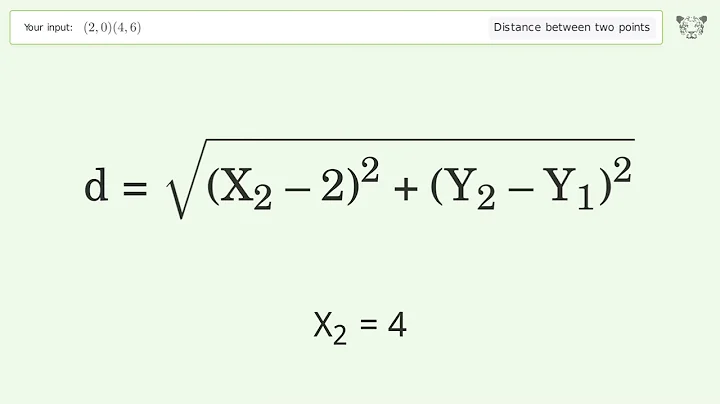 Find the distance between two points p1 (2,0) and p2 (4,6): Step-by-Step Video Solution