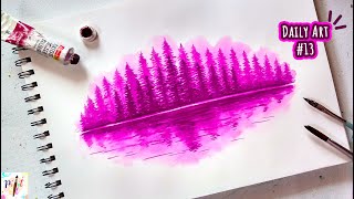Easy Watercolor Monochrome Painting  / Magenta Pine Forest Landscape Painting Technique / Paint It by Paint It With Shraboni 555 views 2 years ago 6 minutes, 39 seconds