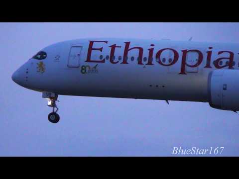 Ethiopian Airlines Airbus A350-900 (ET-AUB) landing at FRA/EDDF (Frankfurt - am Main) RWY 25L