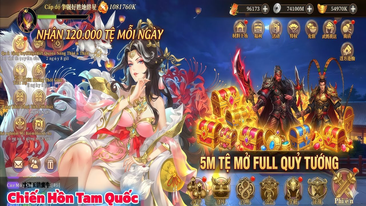 Chiến Hồn Tam Quốc X7GAME - Free 120.000 Tệ Mỗi Ngày + 5M Tệ Nạp ingame Và Mở Full Quỷ Tướng Mạnh