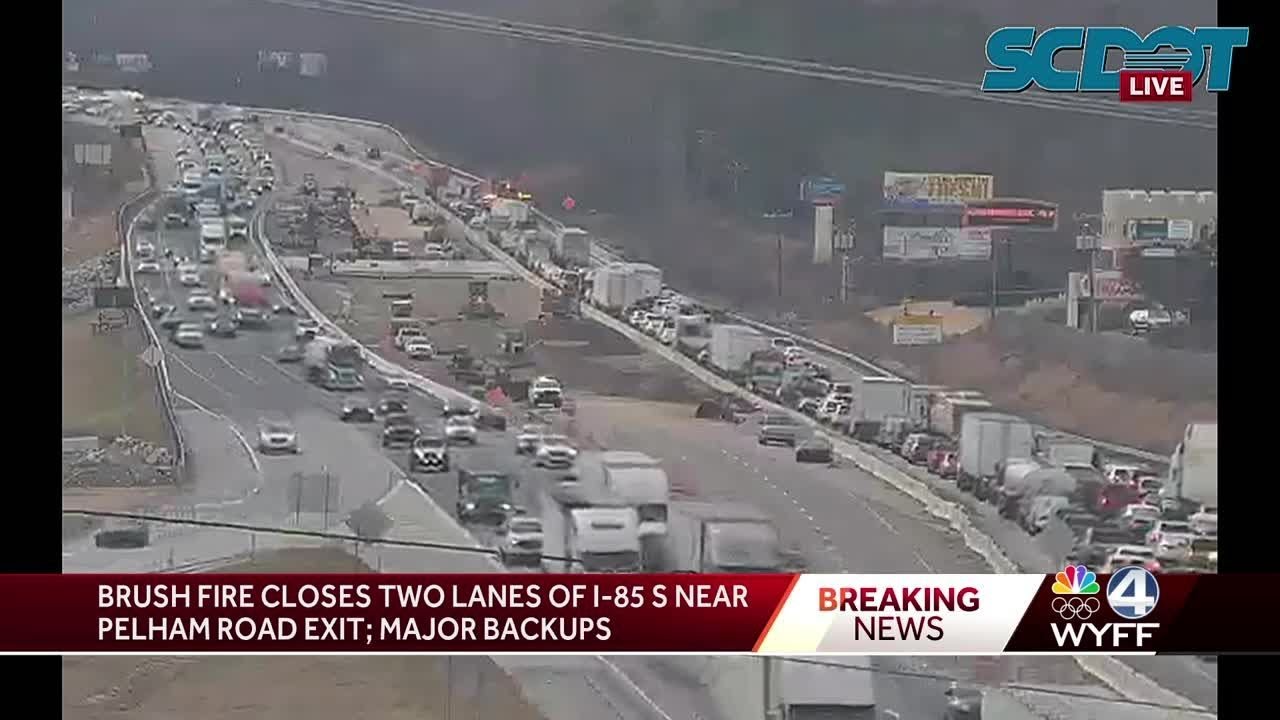 Brush fire sends smoke over Interstate 85 in Greenville County, backing ...
