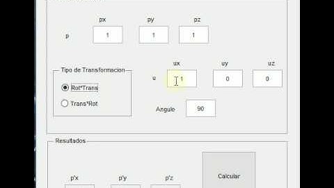 Interfaz de Rotación y Translación en Matlab. No código.