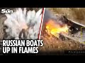 Dramatic moment Ukrainian drones BLOW UP two Russian speed boats