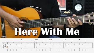 Here With Me - d4vd - Fingerstyle Guitar Tutorial   TAB & Lyrics