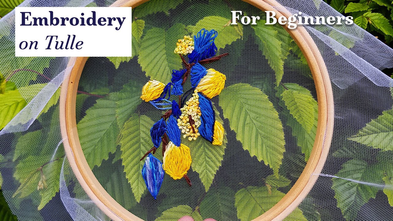 Embroidered Lemon Tree on Tulle (hand embroidery for beginners) - YouTube