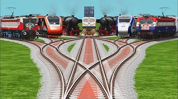 TOP 7 Trains Railfans Express ♻️ Train | On Bumpy Diamond Railroad Crossing | railroad tracks