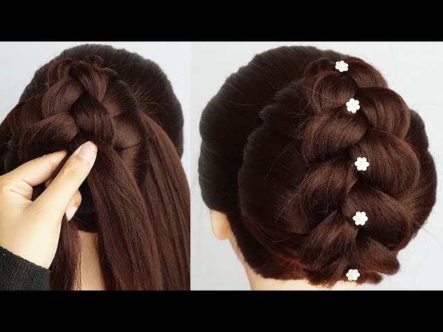 easy bun hairstyle for wedding gown - YouTube