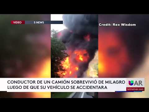 Rescatan a conductor de las llamas, luego que su camión se incendiara