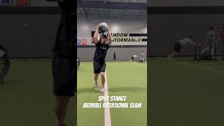 Split stance rotational medball slam #exercises #medicineball