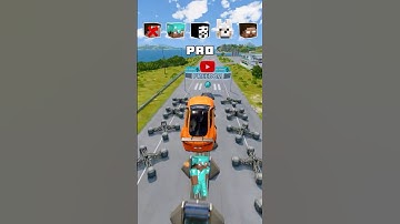 NOOB vs PRO vs HACKER vs HEROBRINE Car Jump Challenge! #4 🤭 🚗 #shorts #beamngdrive