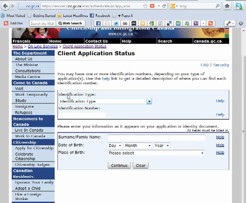 Track passport application