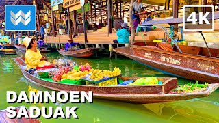 [4K] DAMNOEN SADUAK  The Largest Floating Market in Thailand  Boat Ride Tour Vlog & Travel Guide