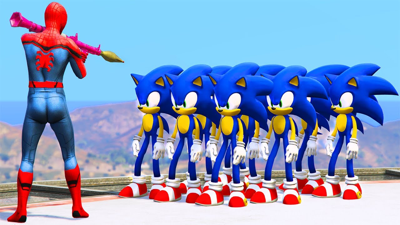 GTA 5 Crazy Ragdolls Spiderman vs Blue Sonic Jumps/Fails (Euphoria physics Funny Moments)