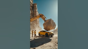 Lamborghini Meets INSTANT Destruction 😬💣 #satisfying #excavator #shorts #ai #aishorts #lamborghini