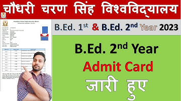 BEd 2nd Year Admit Card Released CCS University Meerut #ccsu #upbed