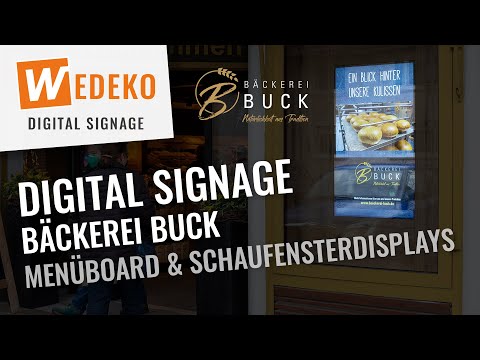 Digital Signage Lösung 2021❗️ Bäckerei Buck: Menüboard & Schaufensterdisplays ?  | WEDEKO.COM ?️