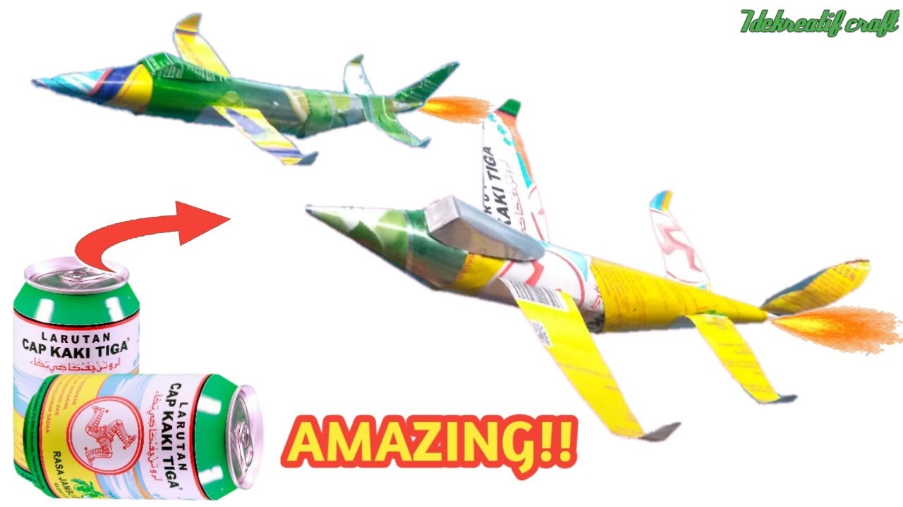Cara membuat pesawat  dari  kaleng bekas  minuman YouTube