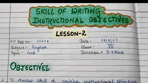 Skill of Writing Instructional Objectives | English | Topic - Verbs | Micro Lesson -2