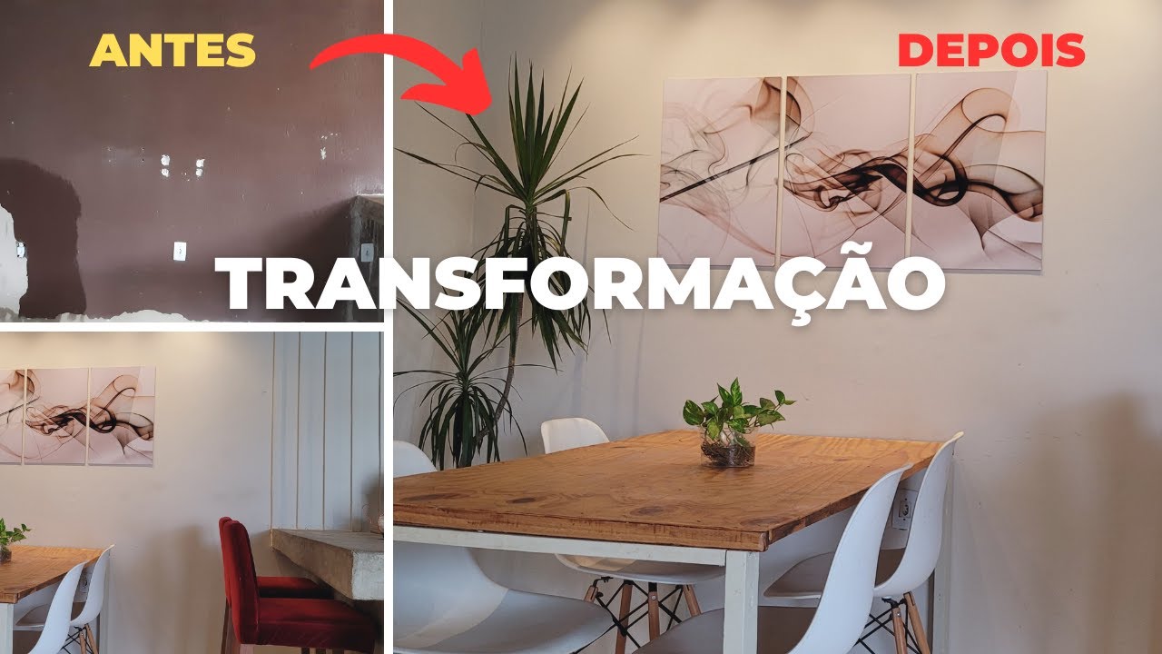 ANTES E DEPOIS SALA DE JANTAR. RIPADO DE DRYWALL.