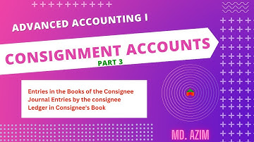 Consignment Accounts - Part 3 || Journal Entries in the Books of the Consignee || Md. Azim