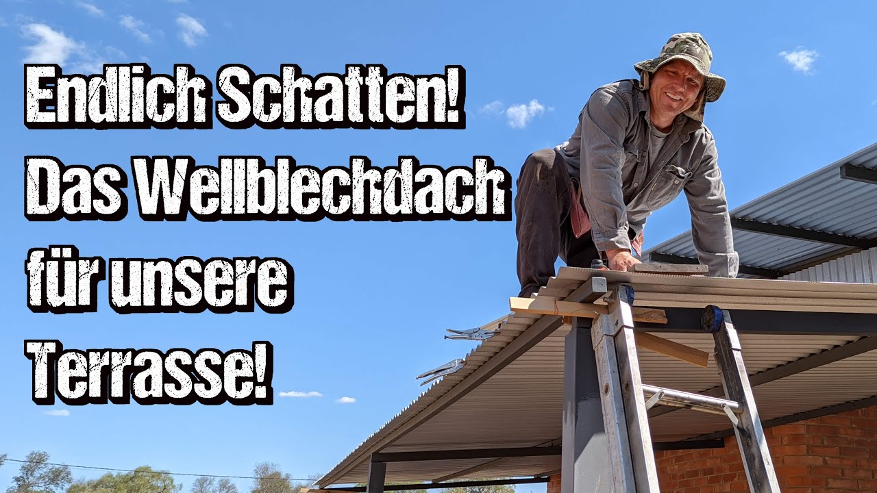 Наконец-то тень! Прикрепите гофрированные листы к основанию крыши