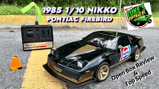 1985 1/10 Nikko Pontiac Firebird rc car - open box and run review.