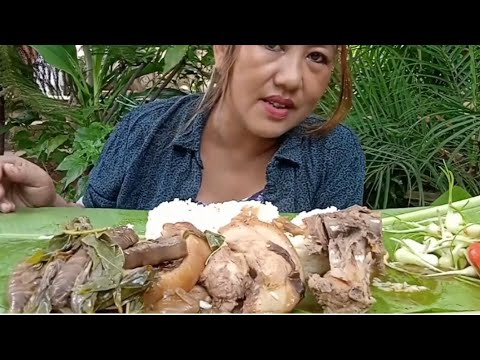 Mukbang with pork, boil, Naga garlic and spicy Naga chilli😋🌶|