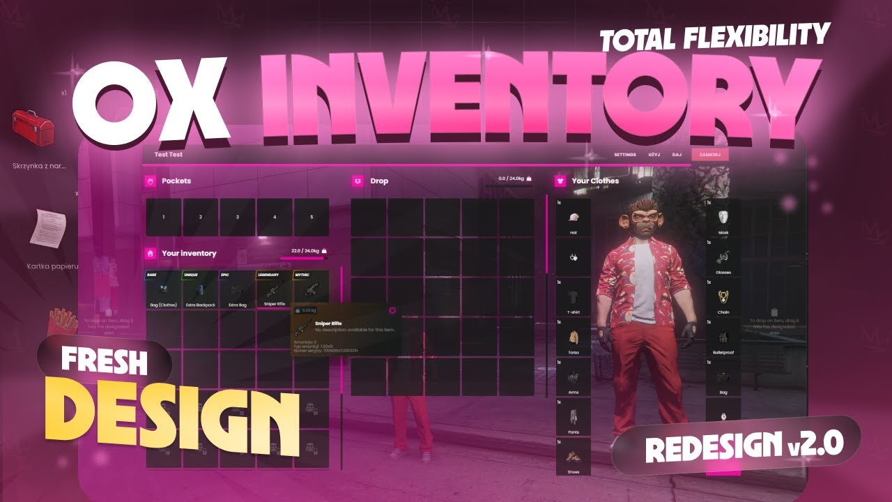 Ox_Inventory Redesign Fivem | Backpack system | Clothes, Rarity ...