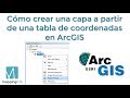 Cómo crear una capa a partir de una tabla de coordenadas con ArcGIS