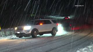 Vehicles Get Stuck As Big Bear Continues To Get Snow | San Bernardino