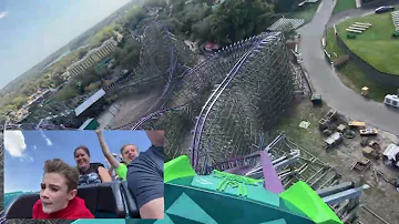 Leo and Dad ride Iron Gwazi for the first time