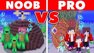 MIKEY vs JJ Family: NOOB vs PRO: SPONGE BOB BUILD BATTLE CHALLENGE in Minecraft