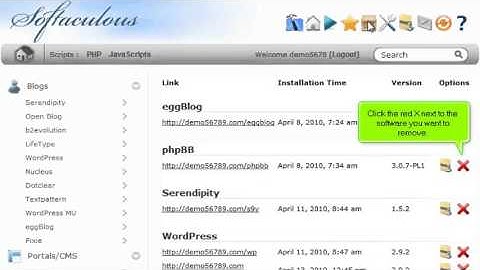 Softaculous - How to remove a script installed by Sofaculous