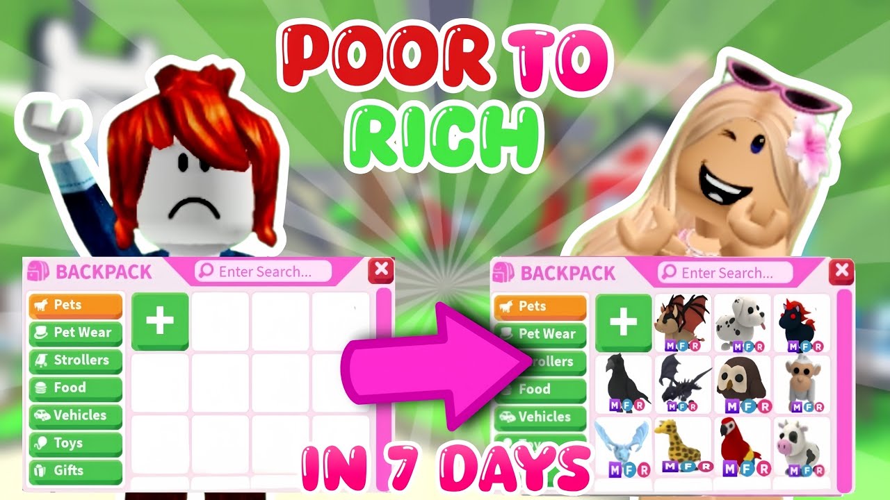 The *BROKE to RICH* Challenge In 7 DAYS In Adopt Me! - YouTube