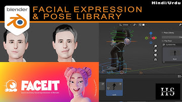 Facial expression | shape keys| pose library | blender Urdu/Hindi