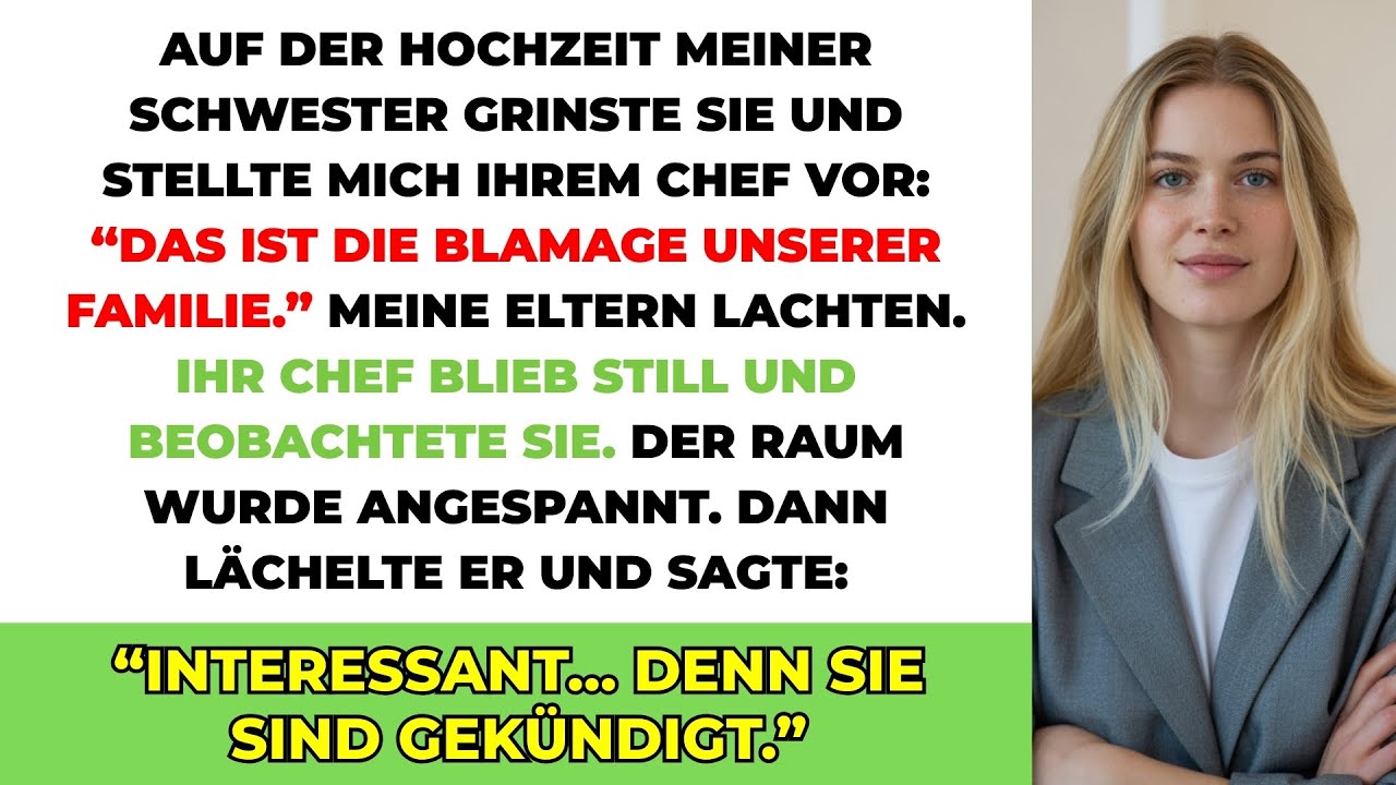 Auf Der Hochzeit Meiner Schwester Grinste Sie Und Stellte Mich Ihrem Chef Vor: 