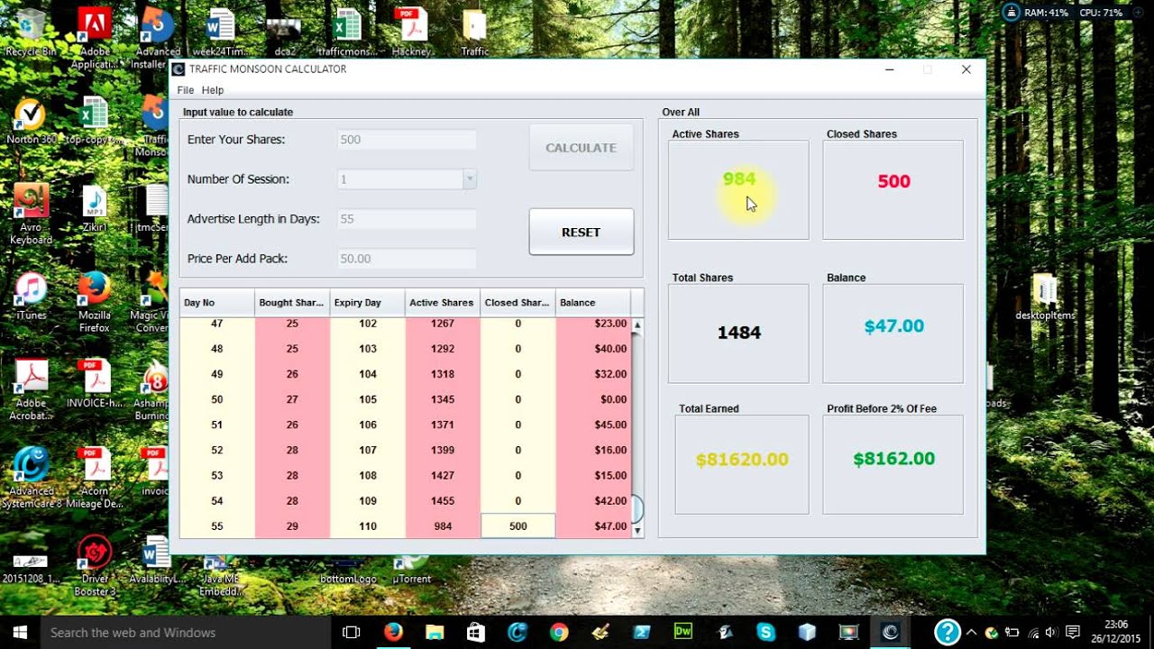 TRAFFIC MONSOON CALCULATOR
