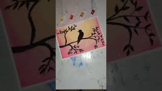 bird scenery painting | #shorts #short #youtubeshort #reel #artshorts #bird #scenerypainting #art